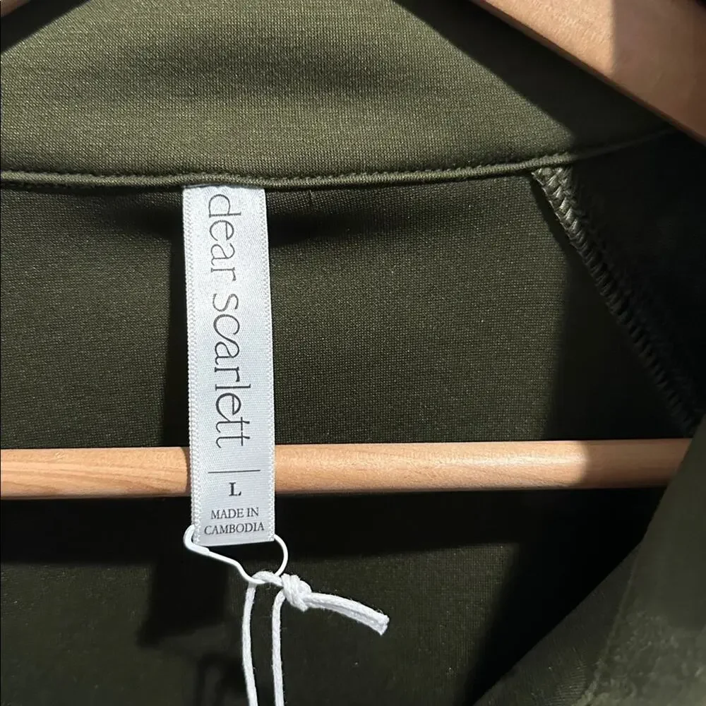Dear Scarlett‎ Large Olive Green Hamptons Quarter Zip Pullover NWT